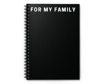 Cuaderno de espiral/diario de rayas para mi familia, tapa negra