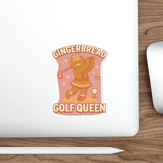 Gingerbread Golf Queen Sticker | Holiday Golfer Die-Cut