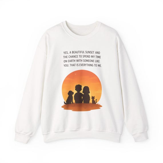 Sunset Silhouette Family Crewneck Sweatshirt | Couples and Pets Quote