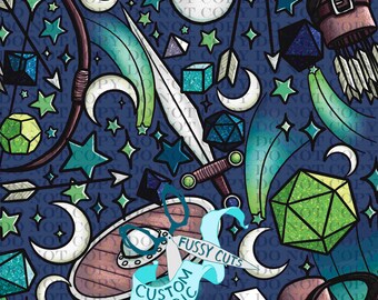Starry Adventure on Blue - Custom Print Fabric - Tabletop Games Fabric