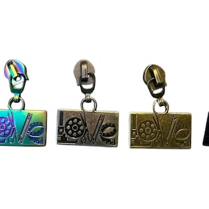Sewing Love Zipper Pull (3pcs) - Size 5 Zipper Pulls - Novelty Sewing Zipper Pulls - #5 Zipper Pulls