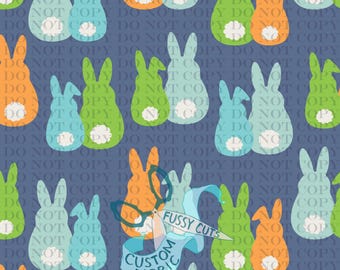Bunny Bums in Blue - Custom Print Fabric - Easter Fabric