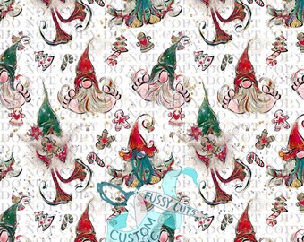 Christmas Gonks on White - Custom Print Fabric - Novelty Christmas Gnome Fabric
