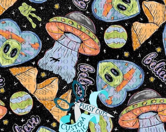 Believe on Black - Custom Print Fabric - Alien Fabric