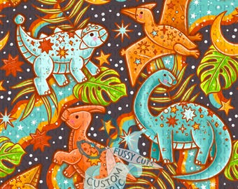 Celestial Dinosaurs - Custom Print Fabric - Novelty Dinosaur Fabric