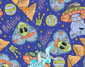 Believe on Blue - Custom Print Fabric - Alien Fabric