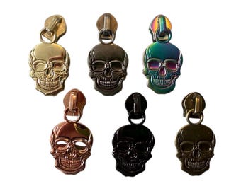Skull Zipper Pulls (3pcs) - Size 5 Zipper Pulls - Novelty Skull Zipper Pulls - #5 Zipper Pulls