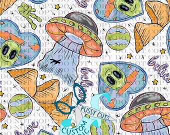 Believe on White - Custom Print Fabric - Alien Fabric