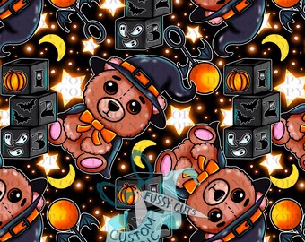 Halloween Teddy Bear - Custom Print Fabric - Novelty Halloween Fabric