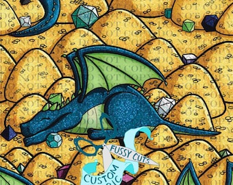 Blue Dragon Horde - Custom Print Fabric - Tabletop Games Fabric