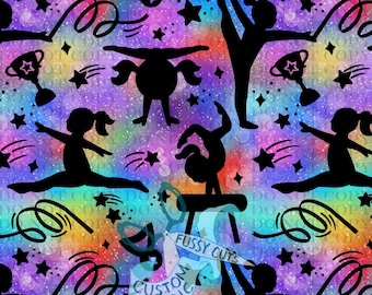 Gymnastics on Rainbow - Custom Print Fabric - Gymnastics Fabric