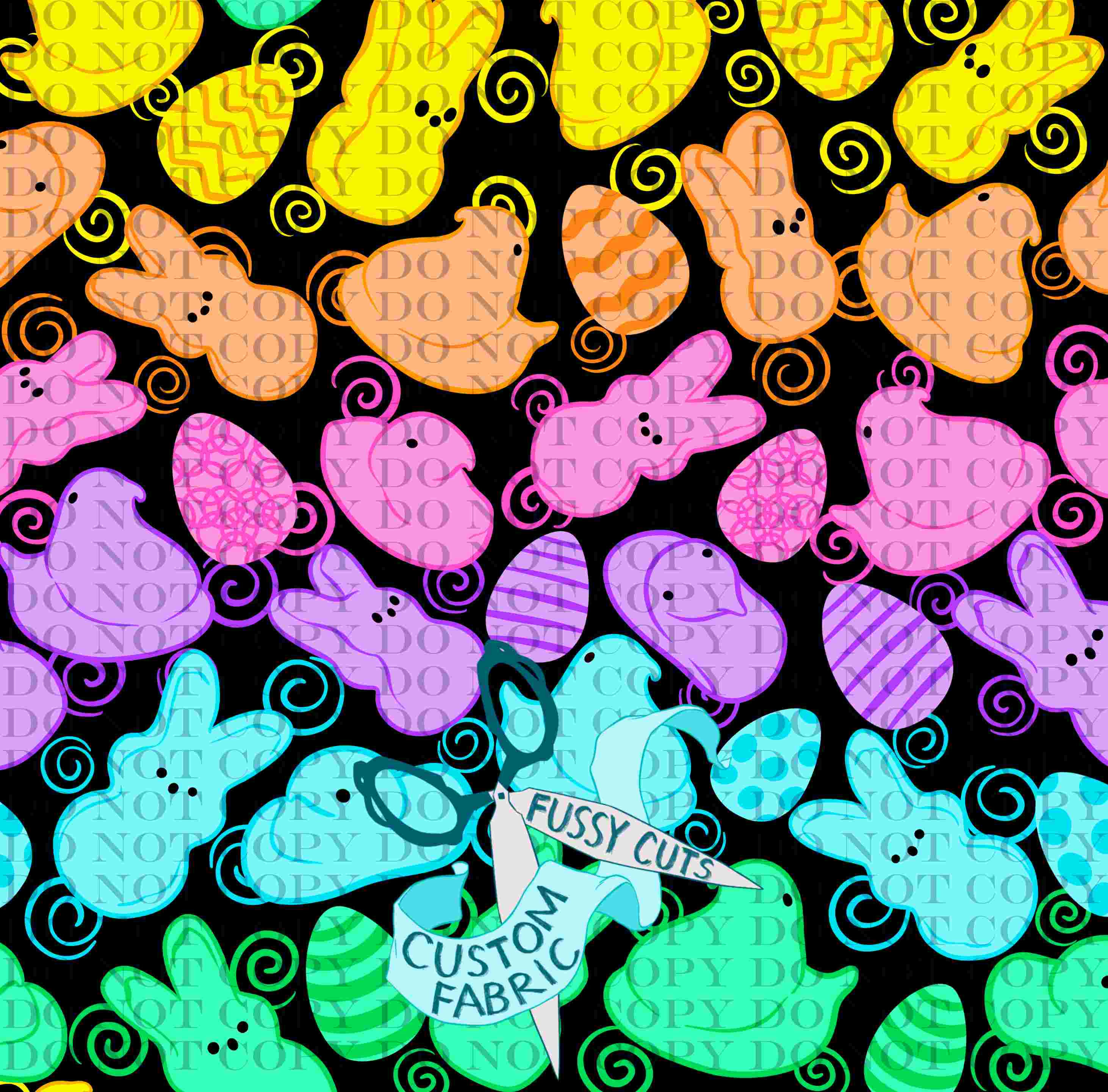 Peeps on Black - Custom Print Fabric - Novelty Easter Candy Prints - Etsy