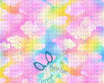 Nubes rosas sobre arcoíris ombré - Tela con estampado personalizado - Tela de nubes