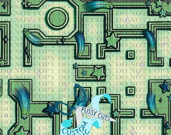 Starry Dungeon on Green - Custom Print Fabric - Tabletop Games Fabric