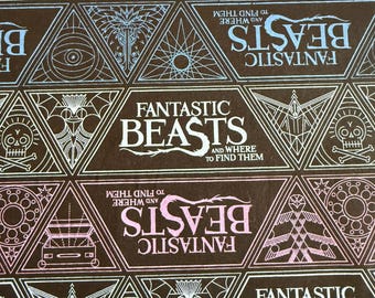 Fantastic Beast Fabric Triangle Gradient in Blue - Camelot Fabrics - Wizarding World Fabrics