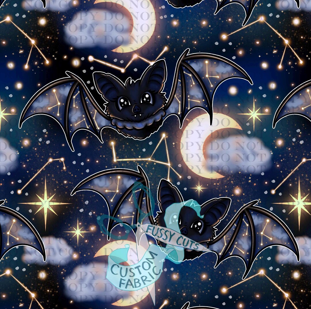 Constellation Bat - Custom Print Fabric - Novelty Bats Print - Etsy