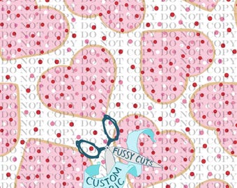 Sugar Cookies Hearts on White - Custom Print Fabric - Novelty Valentine Fabric
