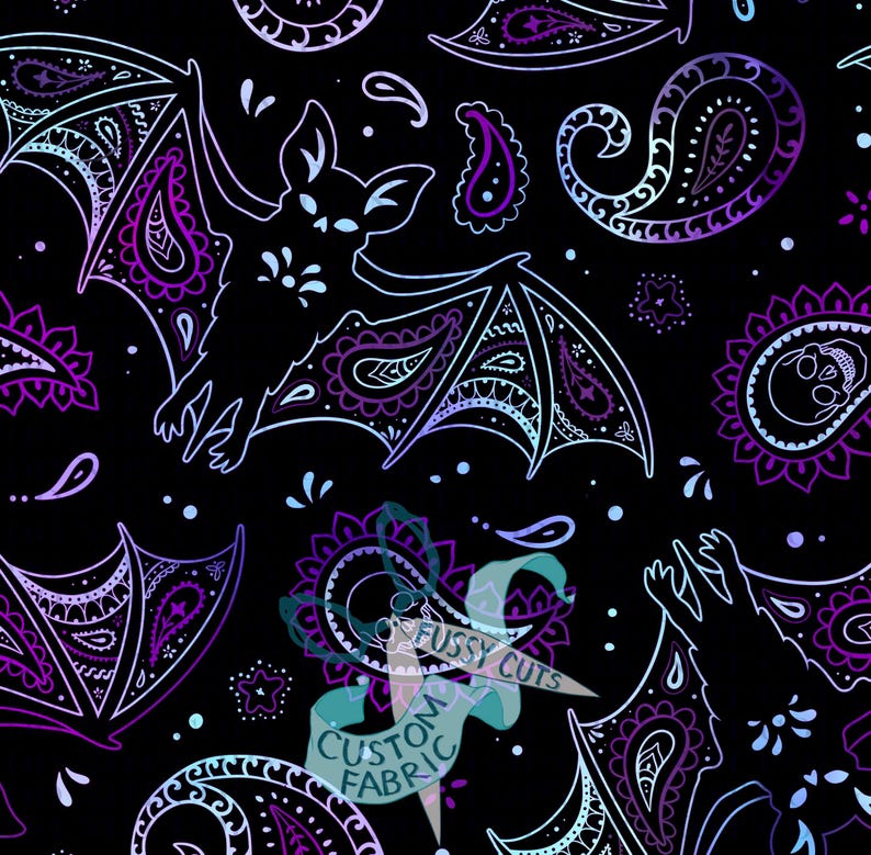 intricate prints showcase at bat print studio social... Lace Bats in Purple and Black - Custom Print Fabric - Novelty Bat ...