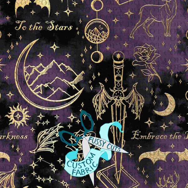 Embrace the Darkness - Custom Print Fabric - Fantasy Book Fabric