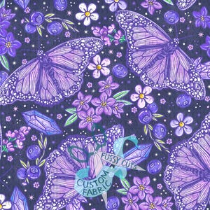 Blueberry Moths - Custom Print Fabric - Novelty Summer Fabric