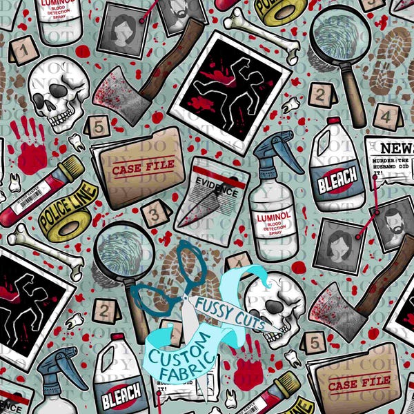 Couch Detective on Grey - Custom Print Fabric - True Crime Fabric