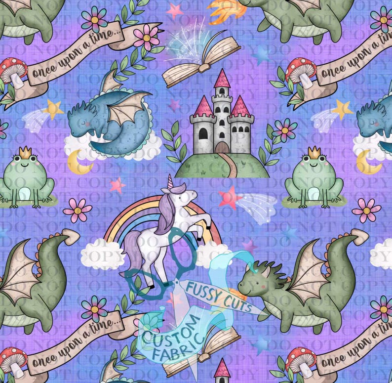 Once Upon a Time - Custom Print Fabric - Novelty Book Prints - Etsy