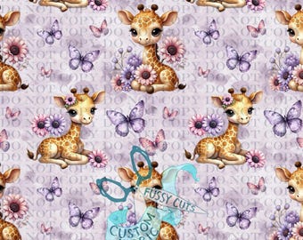 Simpatica giraffa floreale - Tessuto stampato personalizzato - Tessuto con giraffa originale