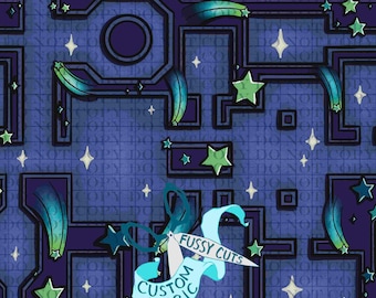 Starry Dungeon on Blue - Custom Print Fabric - Tabletop Games Fabric