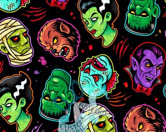 Classic Monster Art - Custom Print Fabric - Monster Fabric