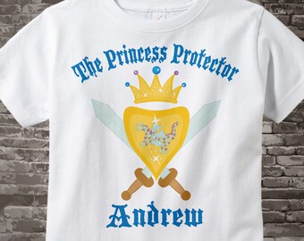 Boy's Personalized Princess Protector Big Brother Tee Shirt or Onesie with Your Child's Name 02112014b