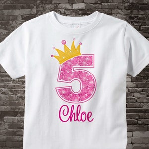 5th Birthday Shirt, Pink 5th Birthday Outfit top, Personalized Girls Birthday Shirt 5th birthday girl birthday girl gift 10032016fzx image 1