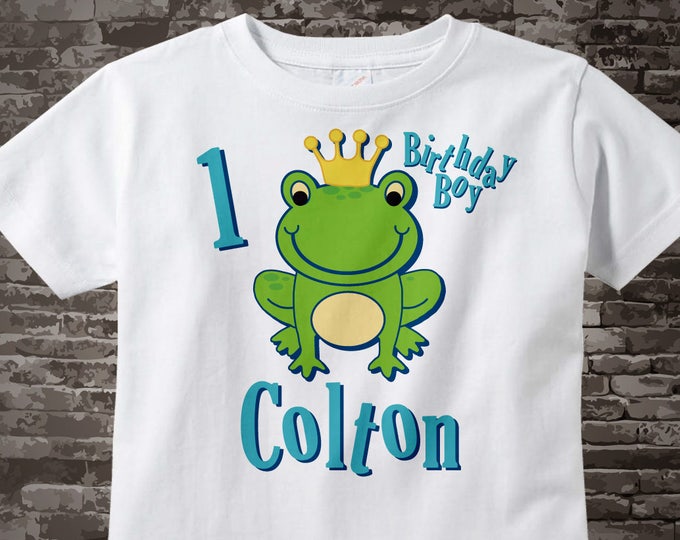 Frog 1st Birthday Shirt or Onesie,  Personalized Frog Prince First Birthday Boy t-shirt or Onesie 08302010b