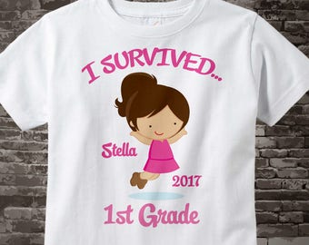 Elementary School Graduation | Personalized I Survived 1st Grade Shirt, First Grader Shirt Child's Back To School Shirt or 06032017b