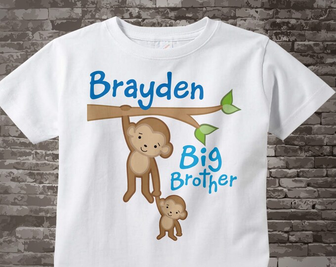 Big Brother Shirt or Onesie, Monkey Shirt, Big Brother Monkey, Personalized Big Brother Little Brother Monkey Baby Tee Shirt 12302011a