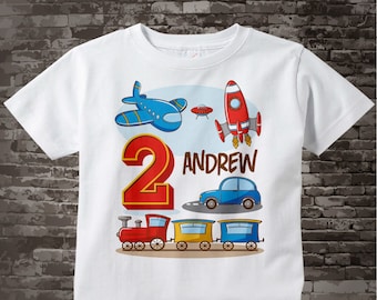 Transportation Birthday shirt - Birthday Boy shirt - Plane Train Automobile Rocket Space Ship Transportation birthday party theme 02202016a