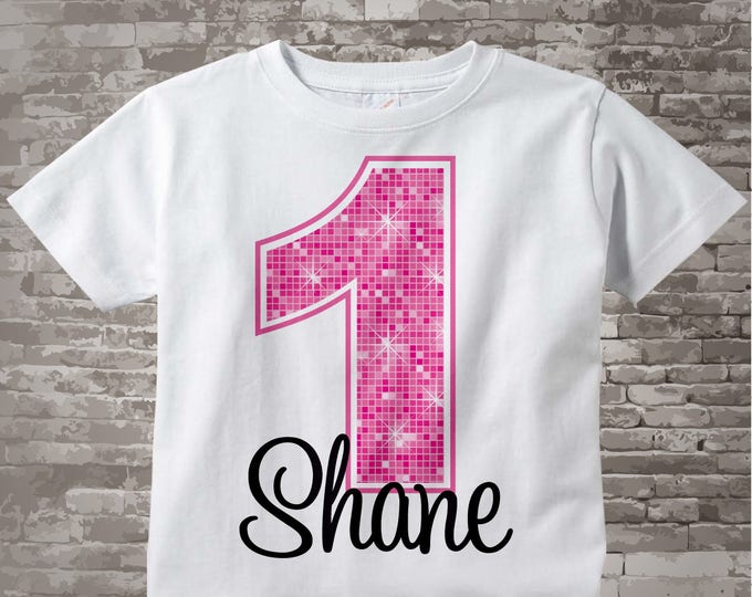 First Birthday Onesie, Pink 1st Birthday Shirt, Personalized Girls Pink Age and Name Tee or Infant Onesie for kids 12122011b