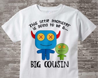 Boy's, This Little Monster is Going to Be A Big Cousin Shirt or Onesie, Monster Shirt with Unknown Gender Baby 02062014c