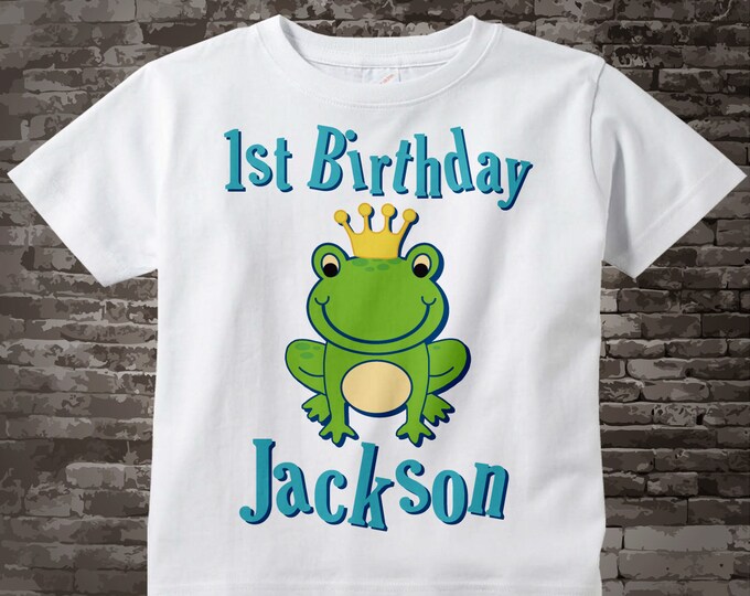 Birthday Shirt, 1st Birthday Frog Prince Shirt, Personalized Frog Prince First Birthday Boy Tee or Onesie 08172011a