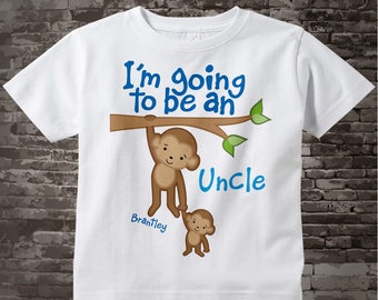 I'm Going to Be An Uncle Shirt or Onesie, Personalized Uncle Shirt, Monkey Shirt with Baby Monkey 05282015b