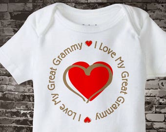 I Love My Great Grammy Onesie Bodysuit or T-shirt with Red Heart 07222014e