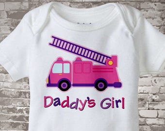 Daddy's Girl Fire truck Onesie - Pink and Purple Fire Truck Shirt or Onsie - Baby Girl daughter of a Fireman Bodysuit 01212016a