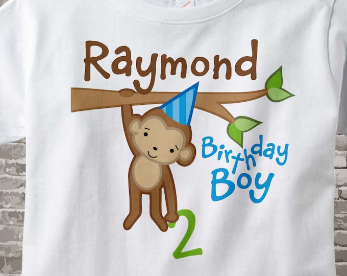 Boy's Birthday Shirt, Birthday Boy Onesie - Personalized Birthday Boy Monkey, Birthday Shirt, any age, Monkey Birthday Shirt 12312013jz