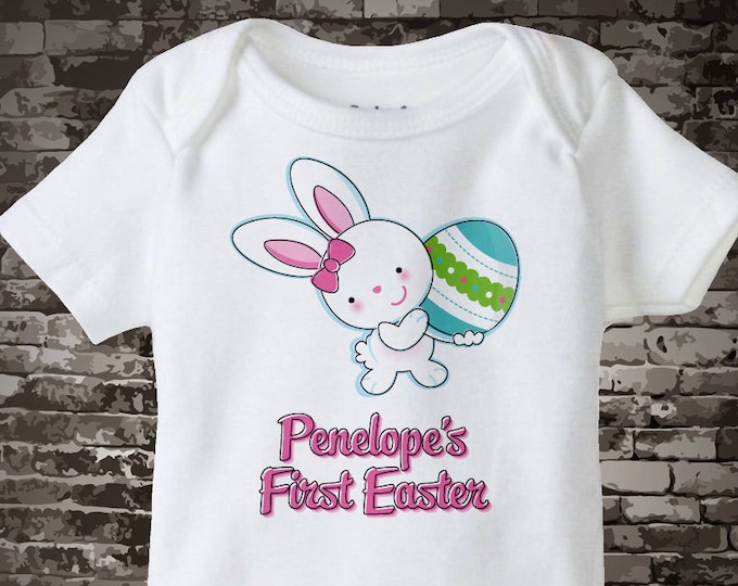 Easter Outfit | First Easter Onesie Personalized | Baby's 1st Easter Onesie First Easter Bunny and Egg Shirt Toddlers and Kids 03072012ax