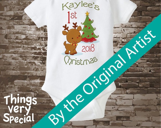 1st Christmas Outfit, My First Christmas Onesie, Personalized 1st Christmas Shirt or Onesie, Reindeer - Christmas Outfit 08222012d