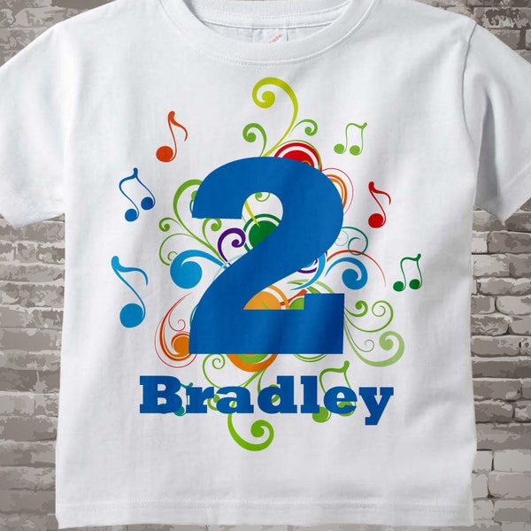 Birthday Boy Shirt - Music Themed 2nd Birthday Shirt, Personalized Boy's Music Birthday Any Age, Second Birthday Musical Birthday 08222012cx