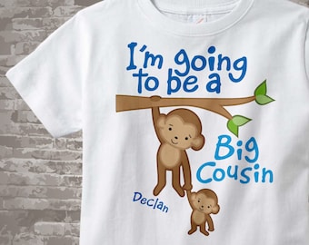 Monkey Shirt with Unknown Gender Baby 03142012a Personalized Big Cousin Shirt I'm Going to Be A Big Cousin Onesie Big Cousin Tee Shirt