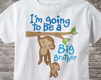 Big Brother Shirt - Jungle I'm Going to Be A Big Brother Shirt or Onesie, Personalized, Big Brother Outfit - Big Brother Monkey 10202011a