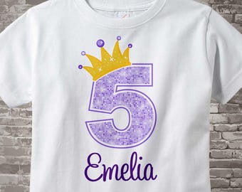 5th Birthday Shirt, Purple 5th Birthday Outfit top, Personalized Girls Birthday Shirt - 5th birthday girl - birthday girl gift - 08312016azx