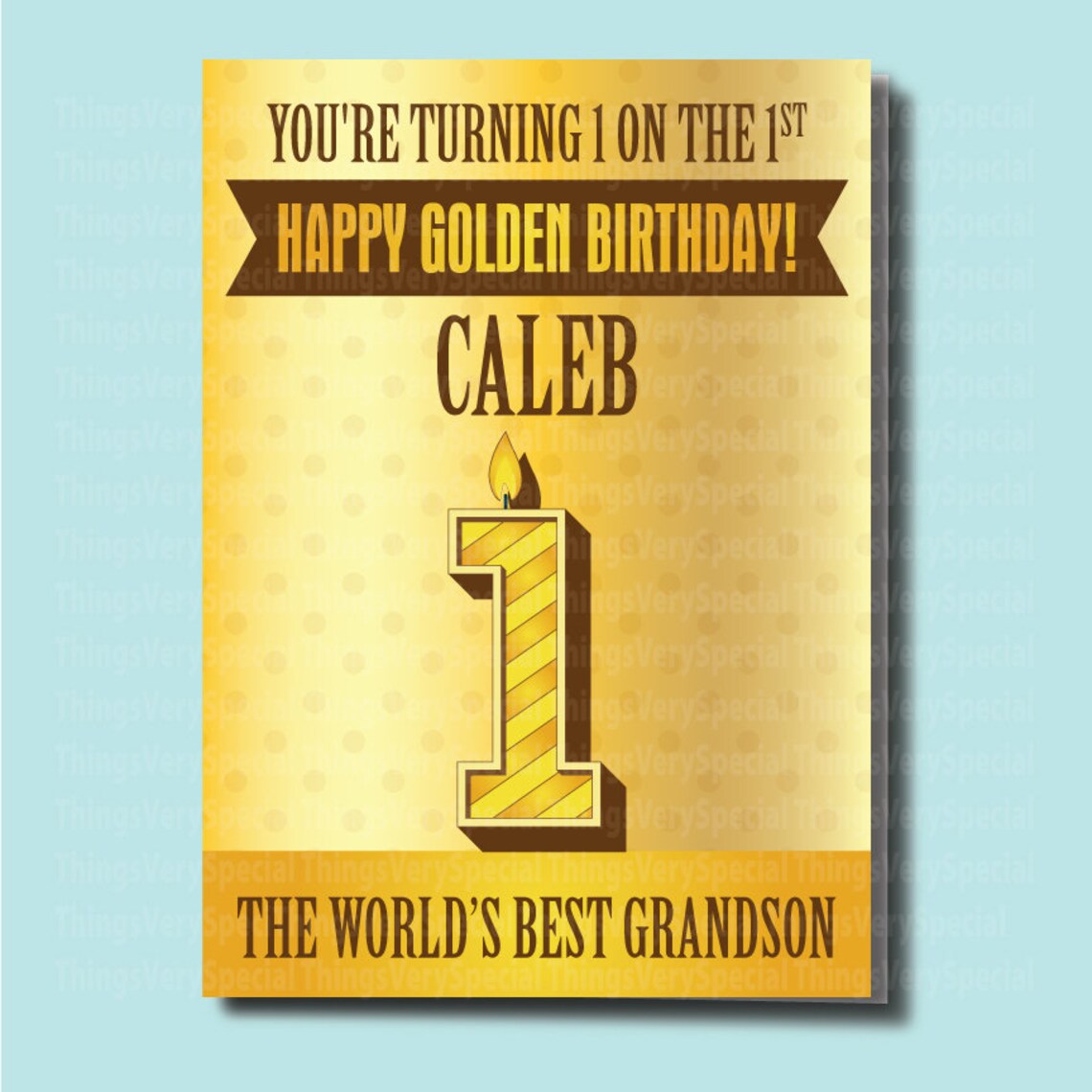 Golden Birthday Card for 1 Year Old Grandson 1st Golden Etsy