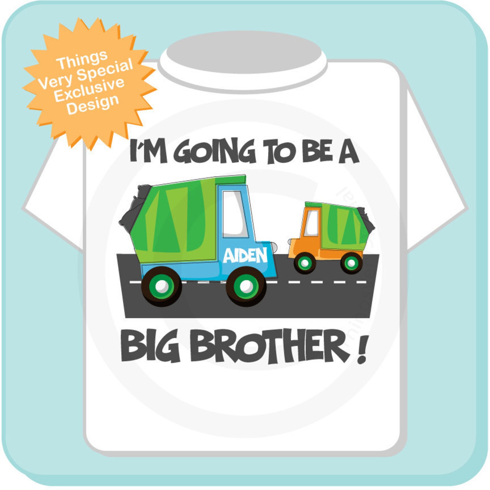Personalized Big Brother Garbage Truck Tee Shirt or Onesie Etsy
